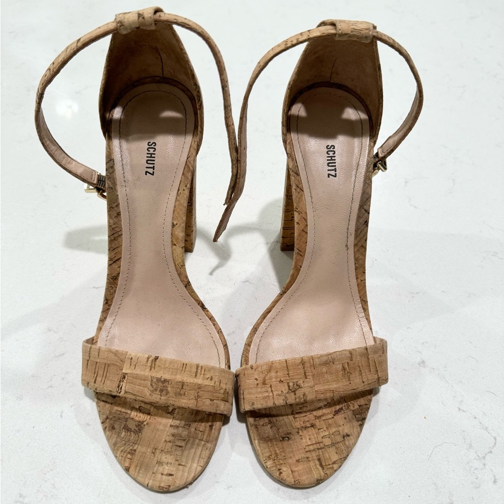 SCHUTZ ENIDA CORK HEEL IN SIZE 8!